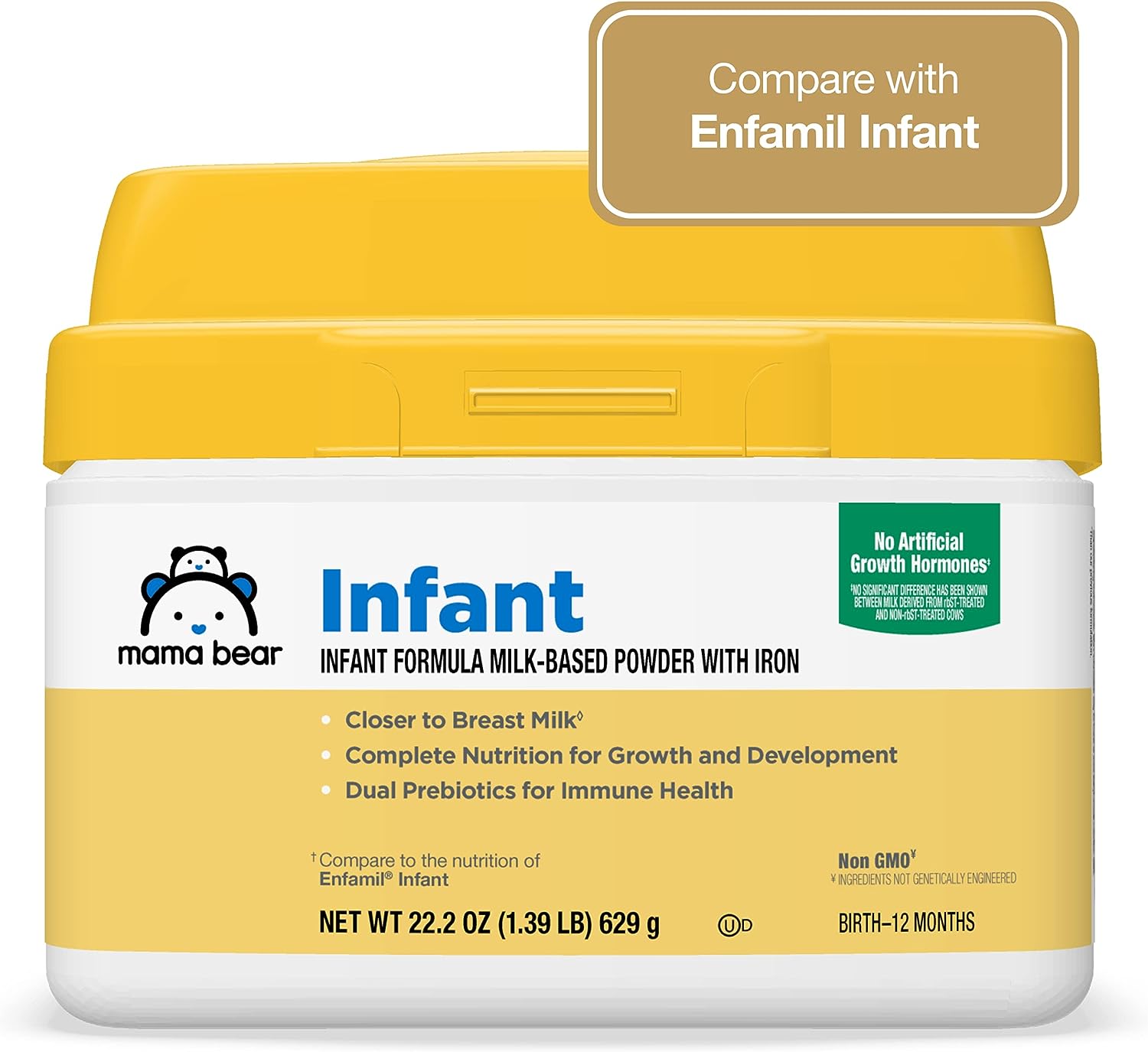 Brand - Mama Bear Infant Milk-Based Baby Formula Powder with Iron, Dual Prebiotics, Omega 3 DHA and Choline, Brain, Growth, Immunity, 22.2 Ounce (Pack of 1) - Image 3